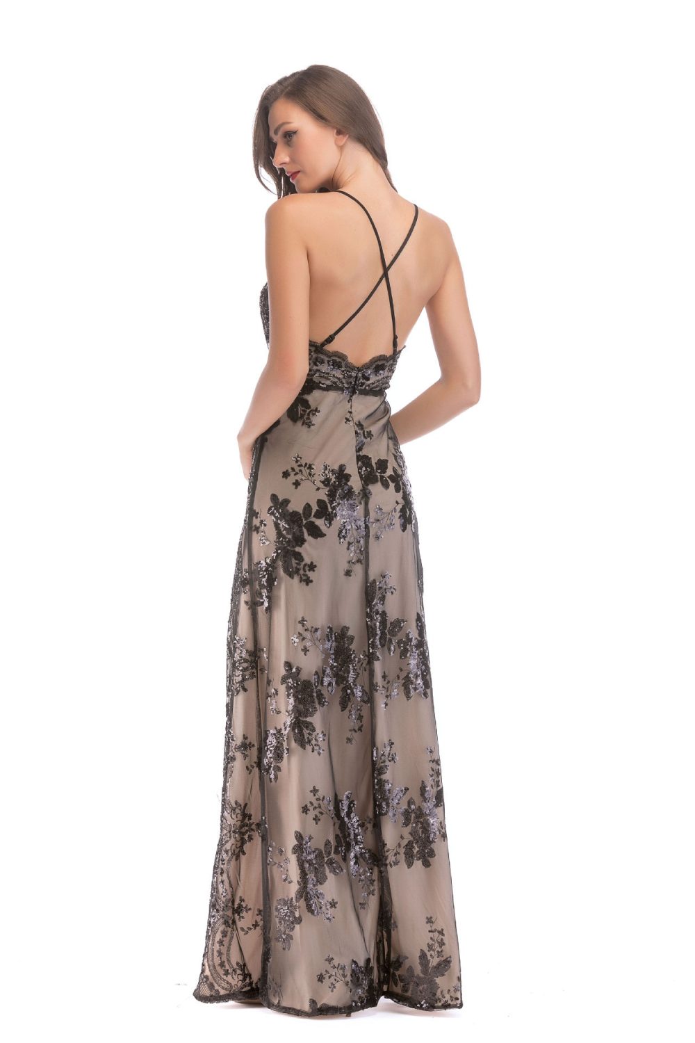 Women's Fashion Suspenders Sequined Split Dress - Image 8