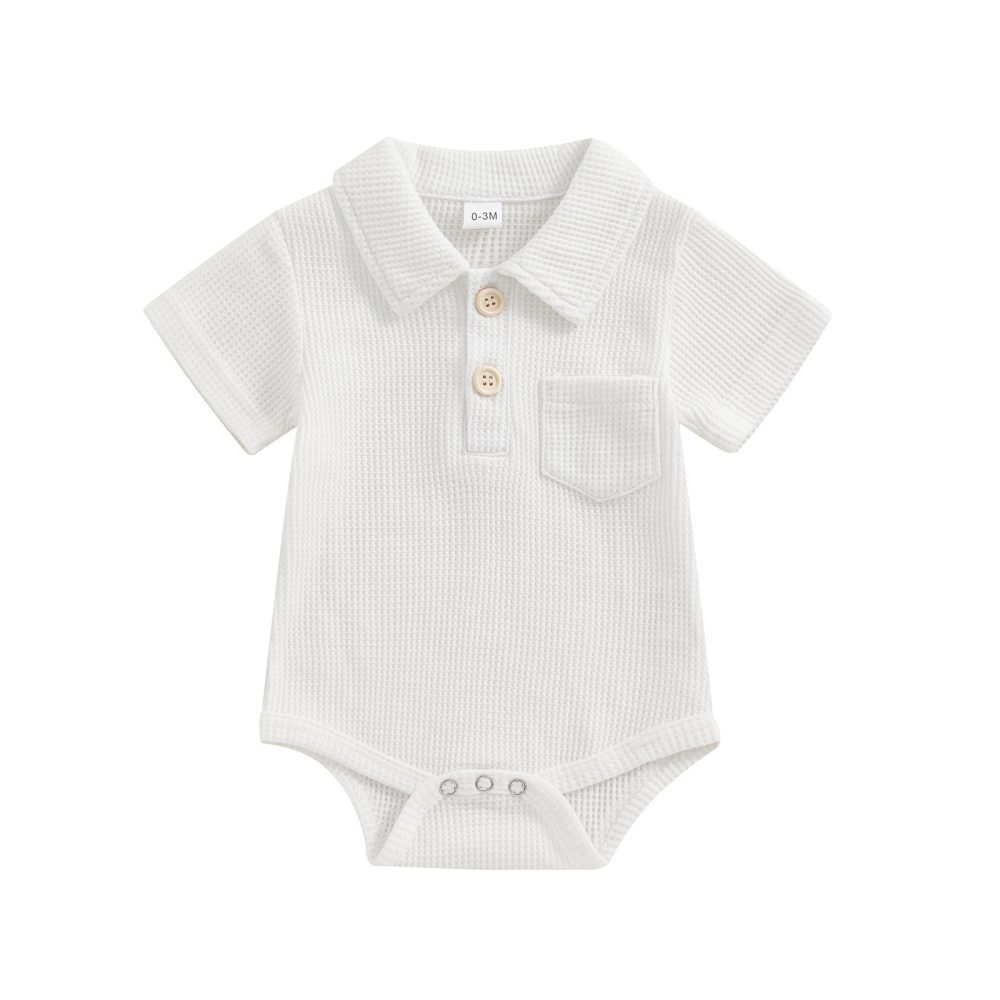 Baby Fashion Casual Solid Color Waffle Jumpsuit - Image 6