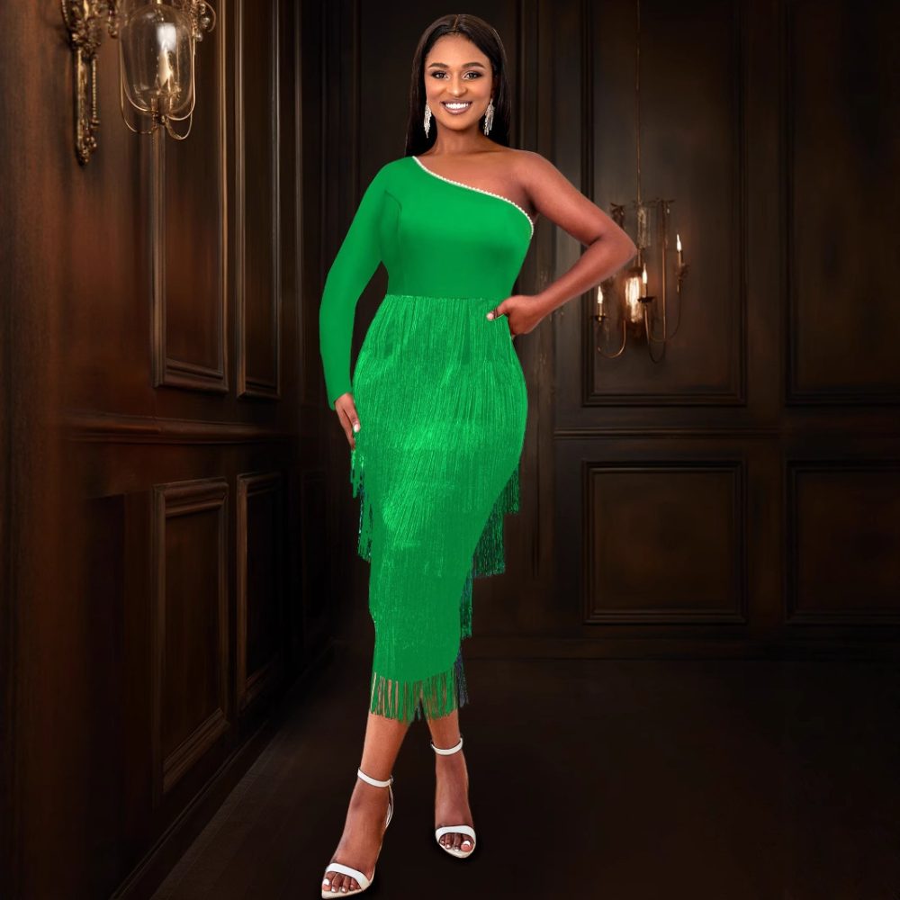 One-shoulder Long Sleeve Dress Women - Image 4
