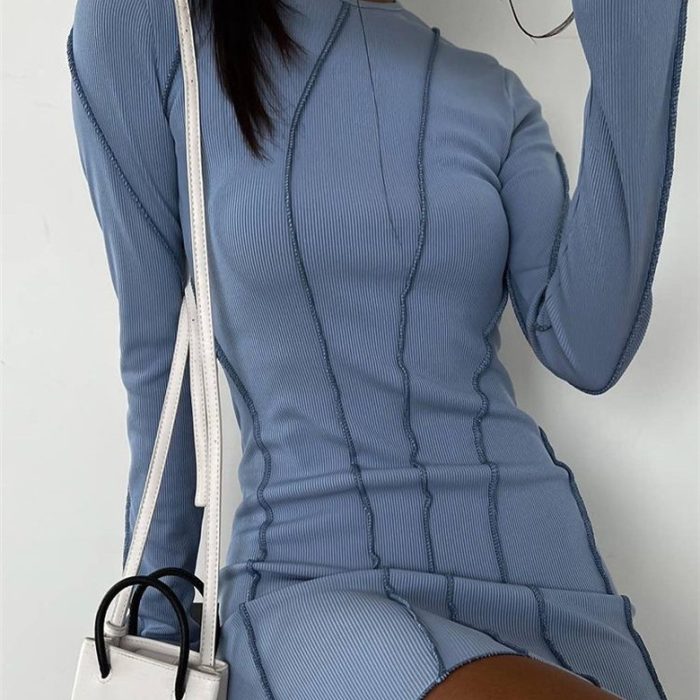 Trumpet Sleeve Sexy Long Sleeve Mini Dress