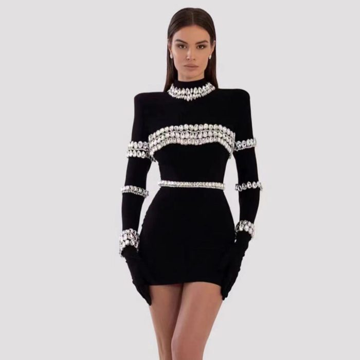 Women's Fashion Rhinestone Bandage Dress