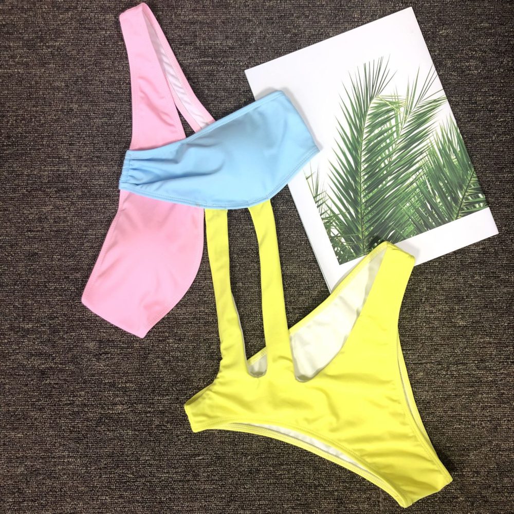 Color Contrast Patchwork Hollow-out One-piece Swimsuit For Women - Image 5