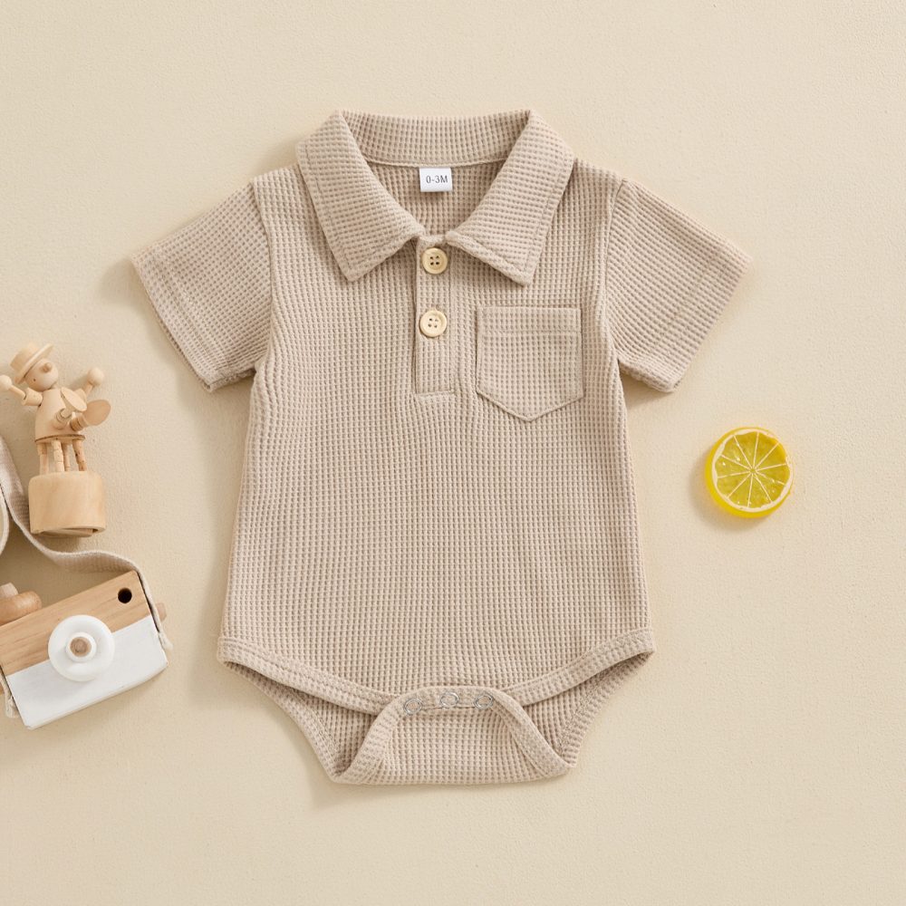 Baby Fashion Casual Solid Color Waffle Jumpsuit - Image 3