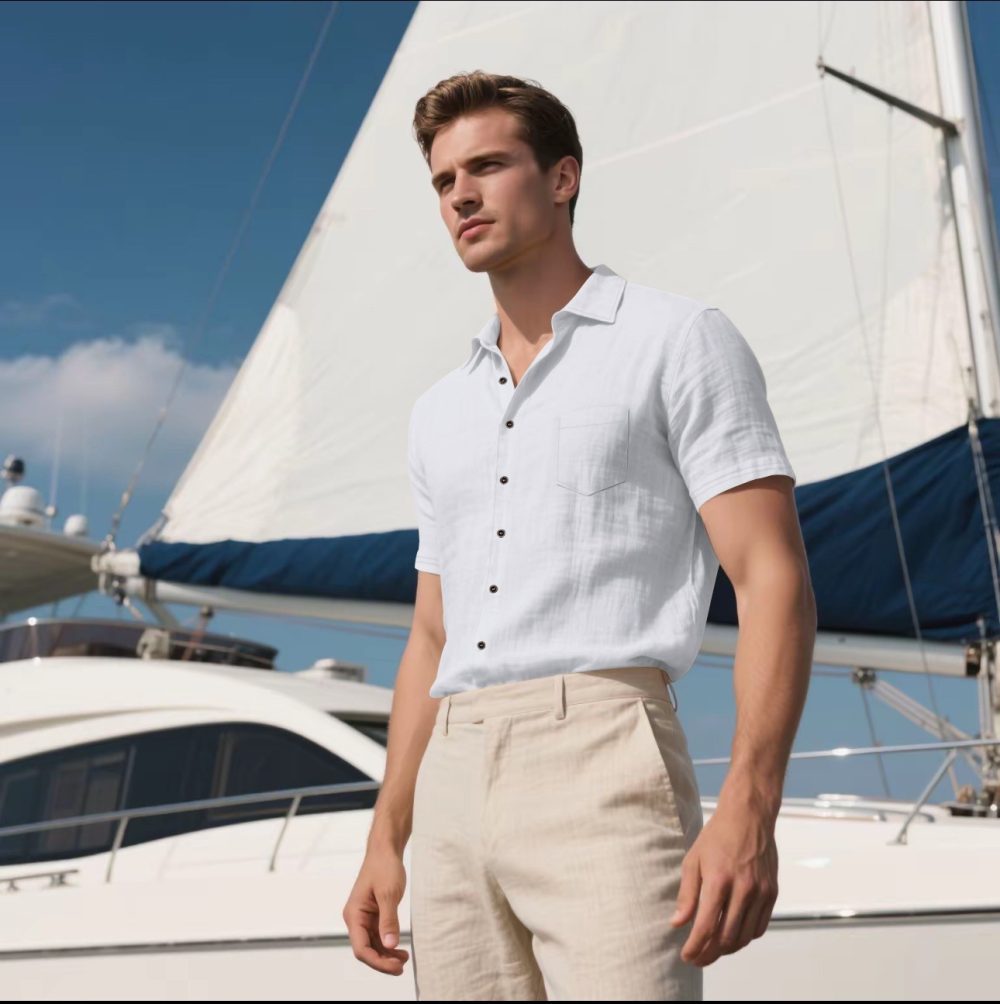 Men's Linen Short-sleeved Shirt - Image 6
