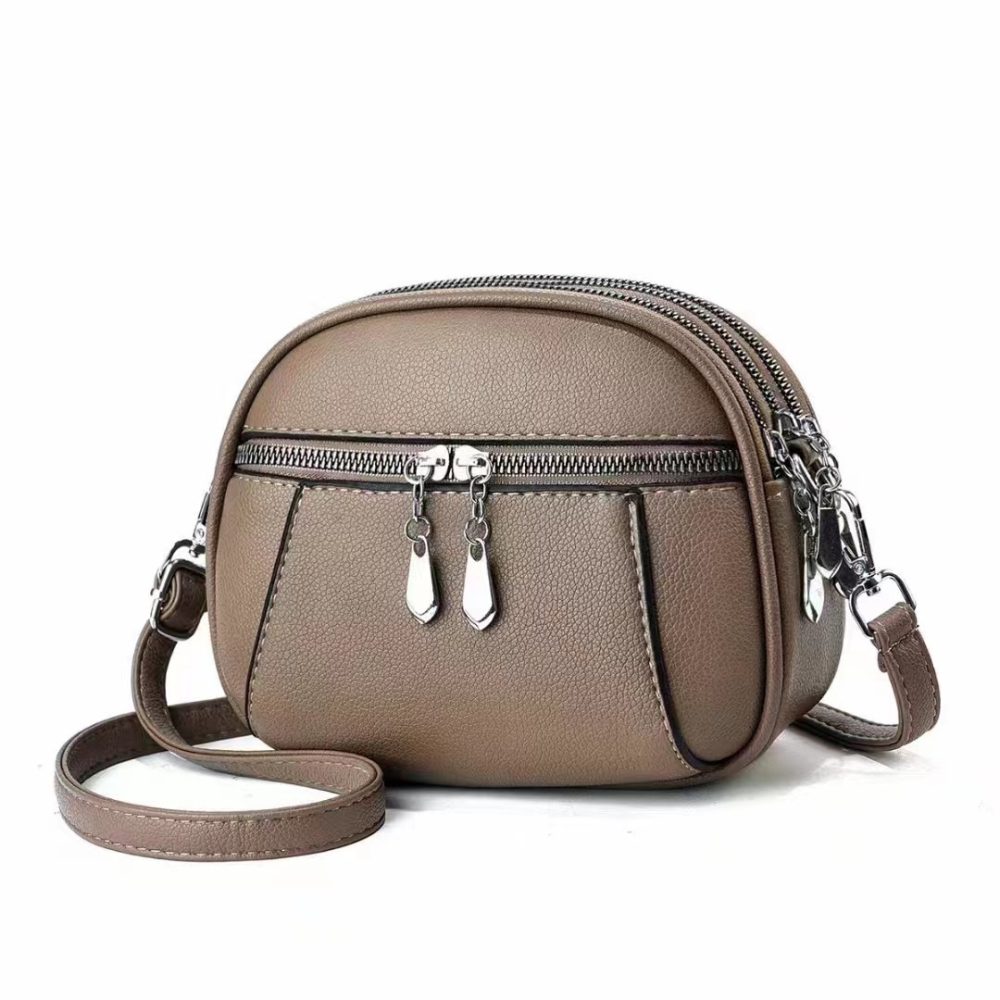 Solid Color Small Round Bag Fashion Multi-pocket Large Capacity Shoulder Crossbody Bags For Women Handbags - Image 8