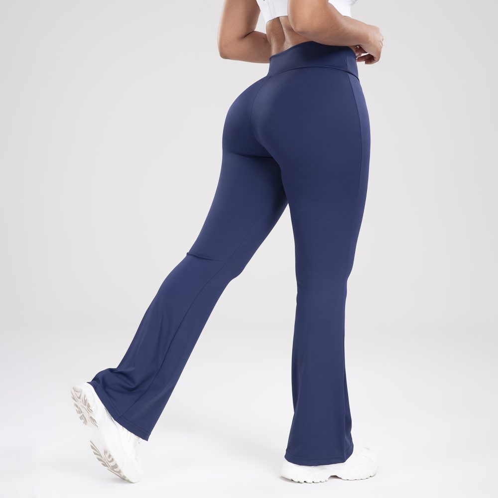 Cross Waist Side Pocket Leisure Sports Bell-bottom Pants Slim Fit Yoga Pants Women - Image 9