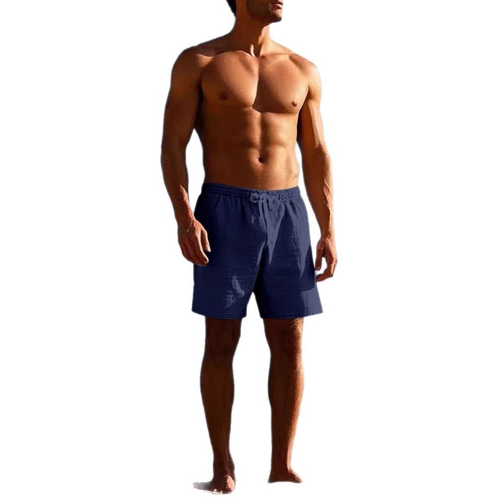 Casual Men's Linen Solid Color Breathable Beach Pants - Image 5
