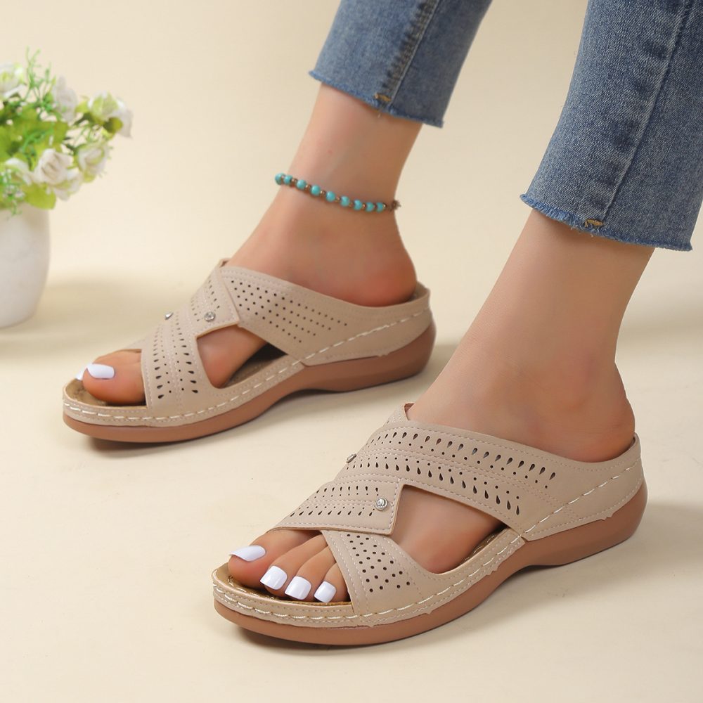 Summer Slippers Women Low Heels Wedges Sandals Non Slip Beach Shoes - Image 2