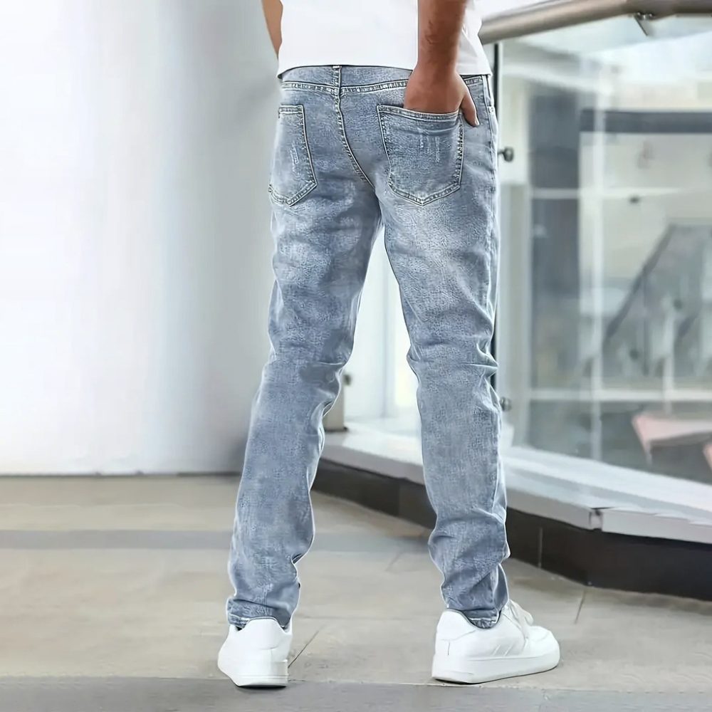 Stretch Men's Casual Solid Color Jeans - Image 3