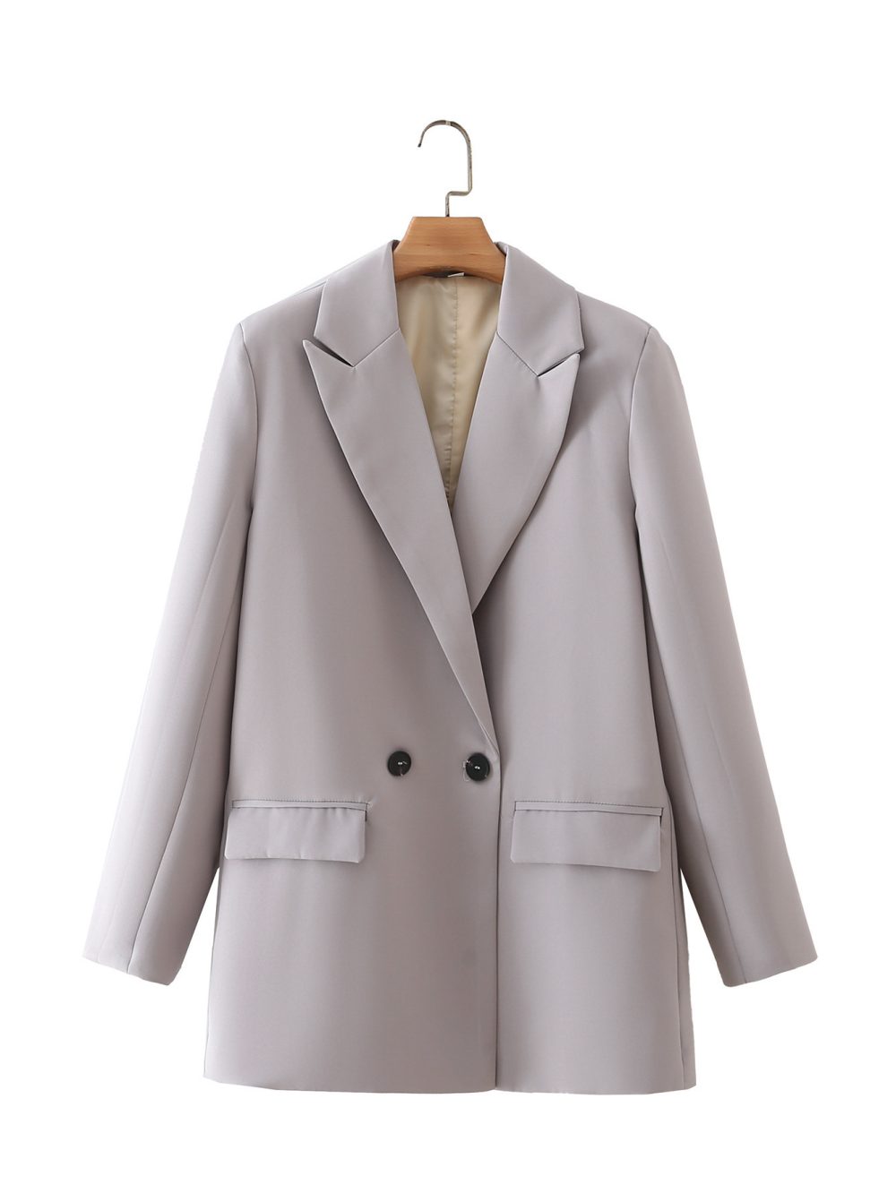 Solid Color Double-breasted Loose Casual Suit Jacket - Image 4