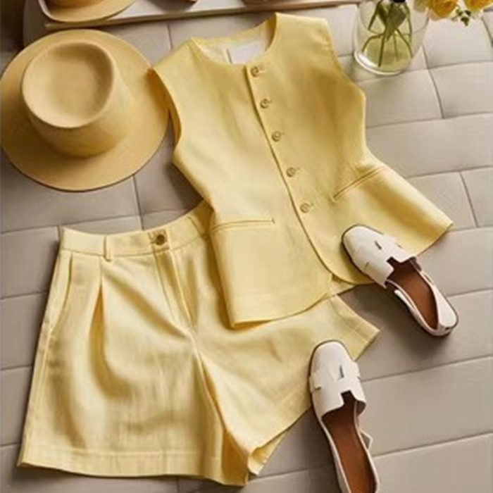 Suit Vest Suit Women's Cotton And Linen