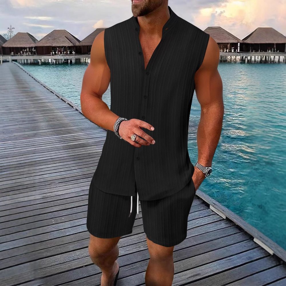 Men's Vest Casual Loose Sleeveless Shorts Suit - Image 3