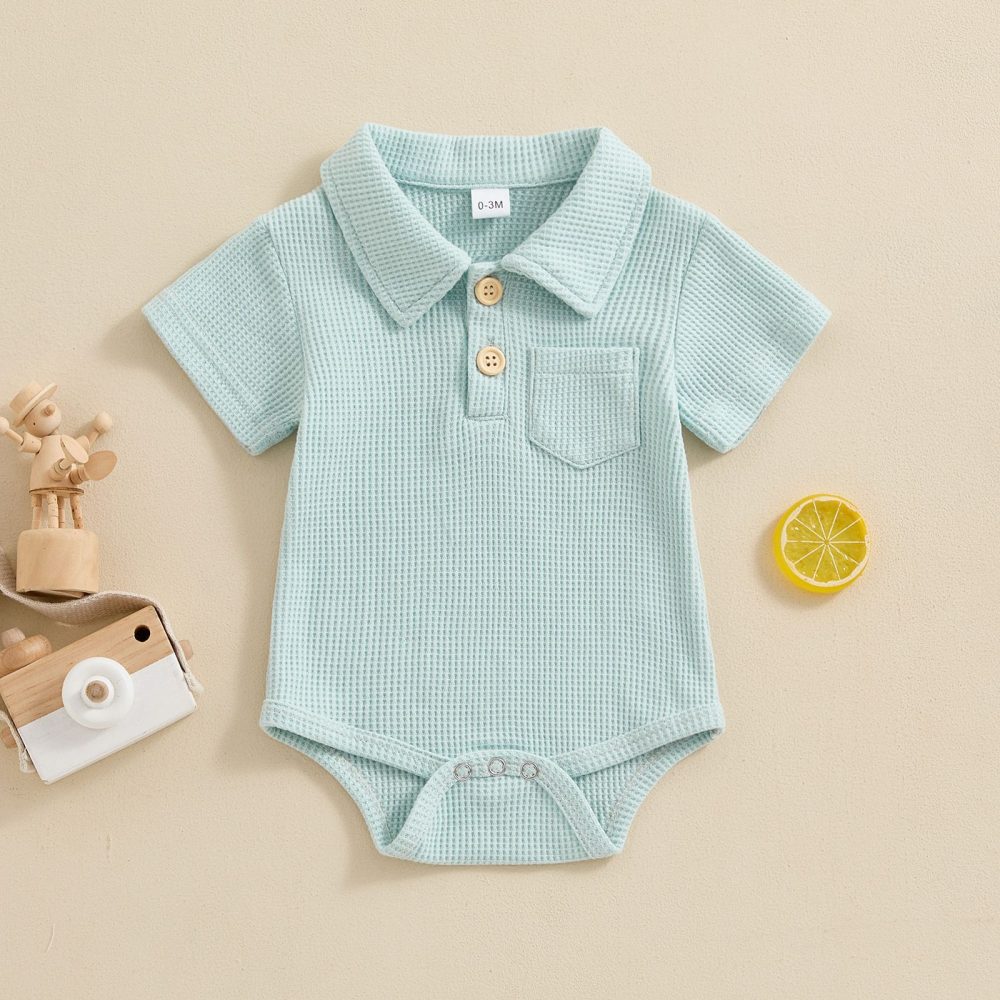 Baby Fashion Casual Solid Color Waffle Jumpsuit - Image 4