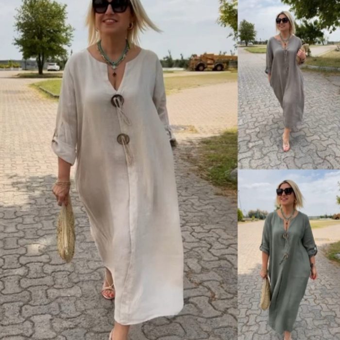 Casual Loose Women's Wear Solid Color Simple Dress