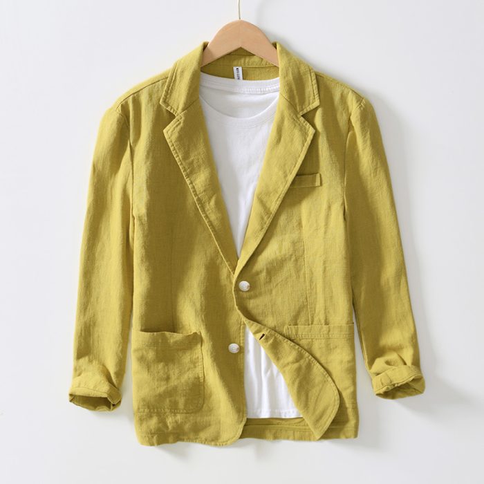 Casual Cotton And Linen Suit Jacket For Men Loose Fitting