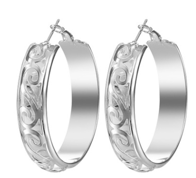 S925 silver European and American fashion exaggerated double-layer S circle earrings earrings European and American jewelry