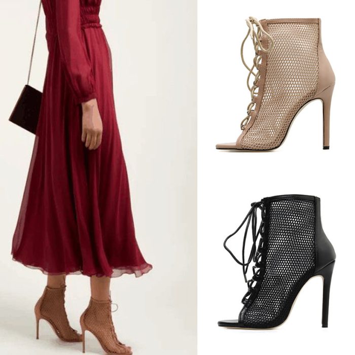 Cross-heeled high-heeled high-top sandals