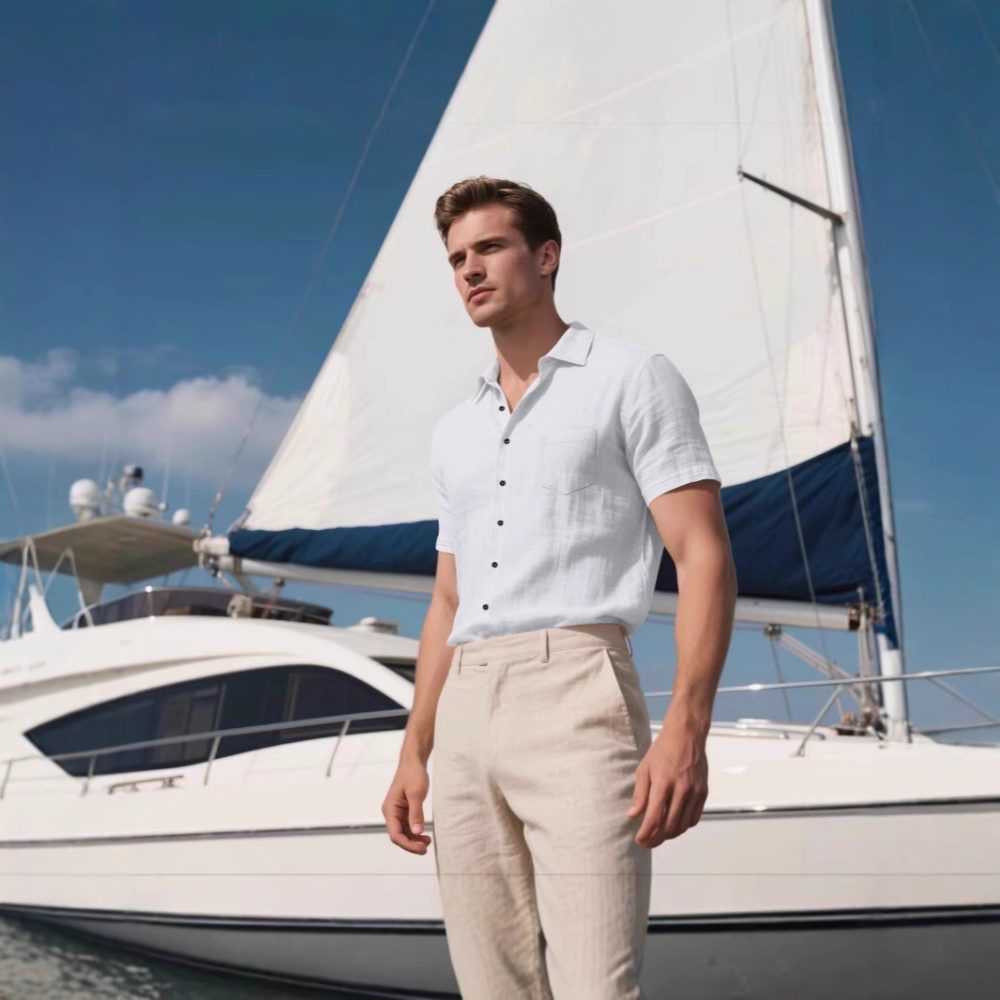 Men's Linen Short-sleeved Shirt - Image 3