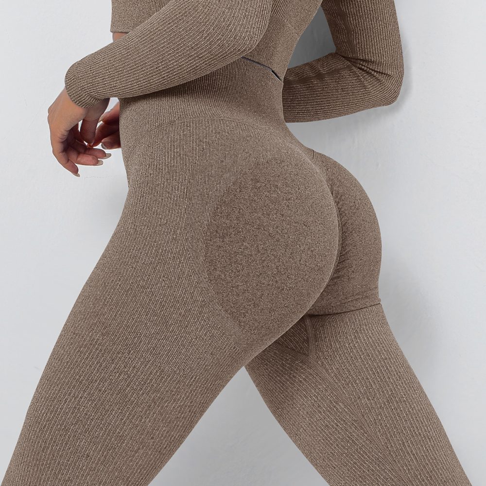 European And American Seamless Knitted Thread Moisture Wicking Yoga Pants - Image 3