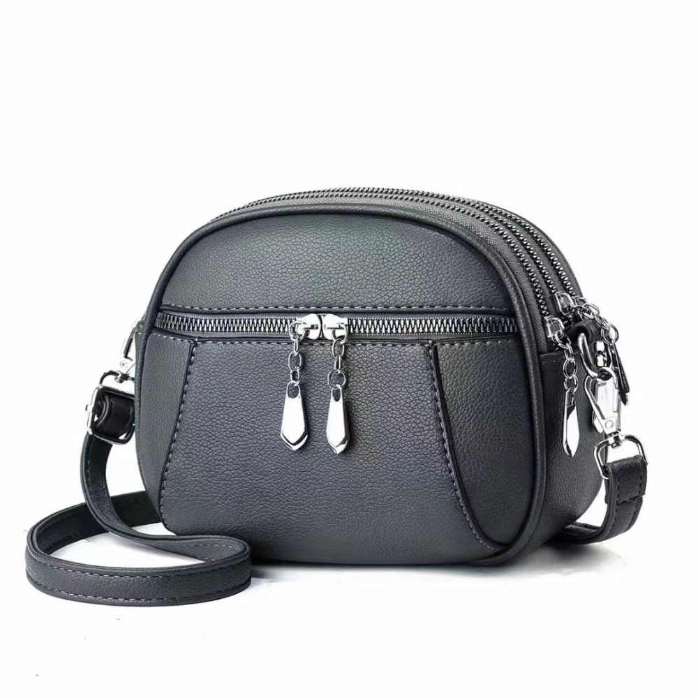 Solid Color Small Round Bag Fashion Multi-pocket Large Capacity Shoulder Crossbody Bags For Women Handbags - Image 7