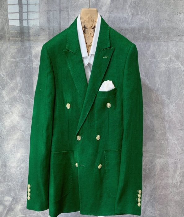 Casual Double-Breasted Linen Small Suit Jacket Men