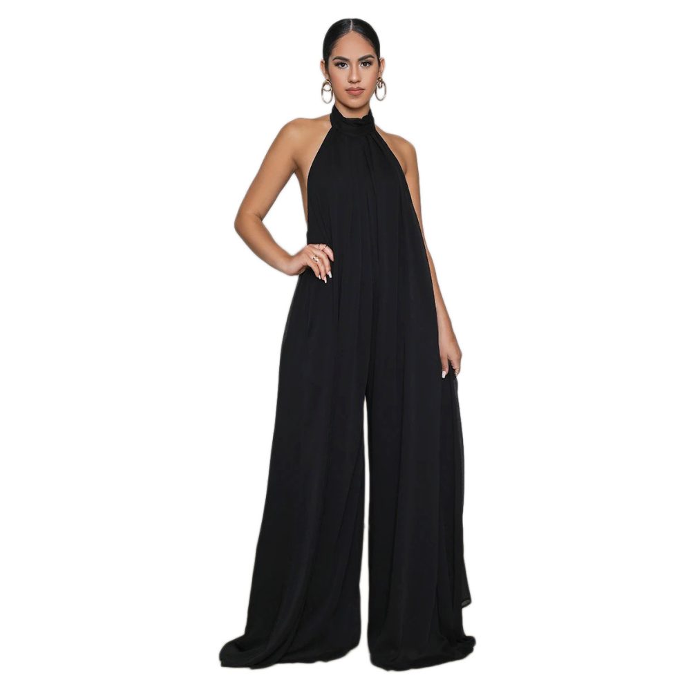 Casual Chiffon Loose Backless Women s Jumpsuit - Image 3