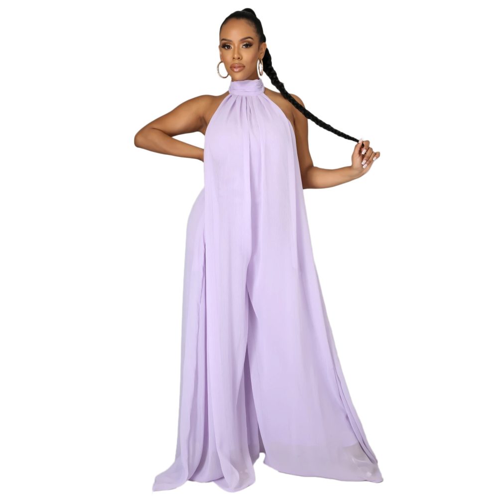 Casual Chiffon Loose Backless Women s Jumpsuit - Image 6