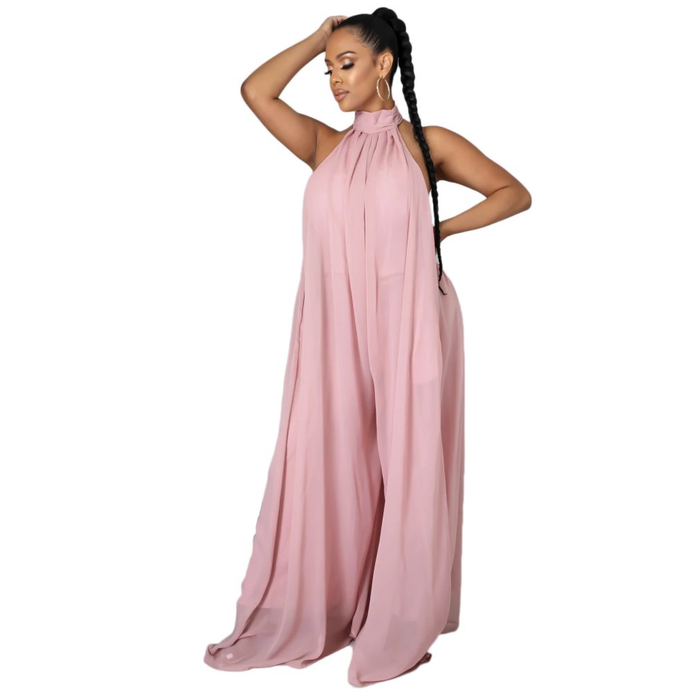 Casual Chiffon Loose Backless Women s Jumpsuit - Image 4