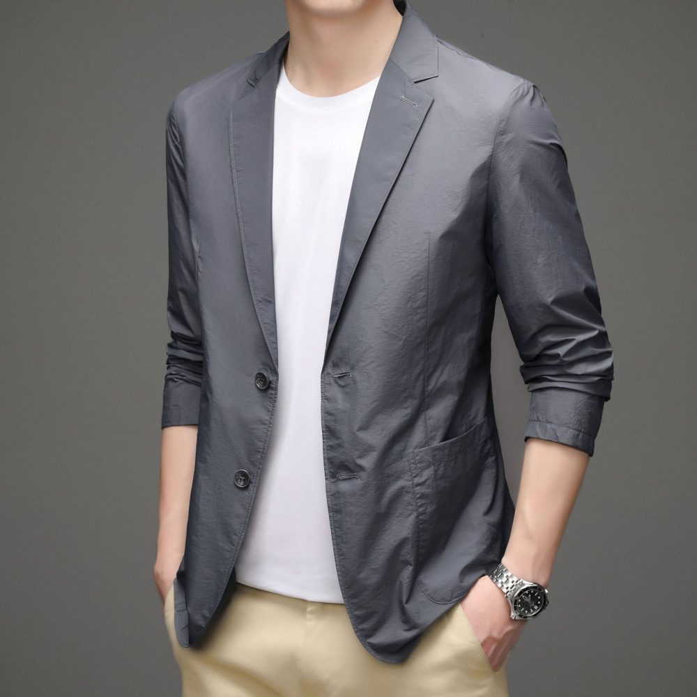 Men'S Sunscreen Blue Small Suit, Thin Section, Breathable Sunscreen Suit, Gray Jacket Suit - Image 5
