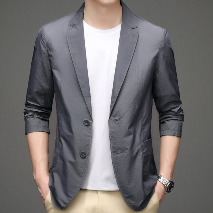 Men'S Sunscreen Blue Small Suit, Thin Section, Breathable Sunscreen Suit, Gray Jacket Suit