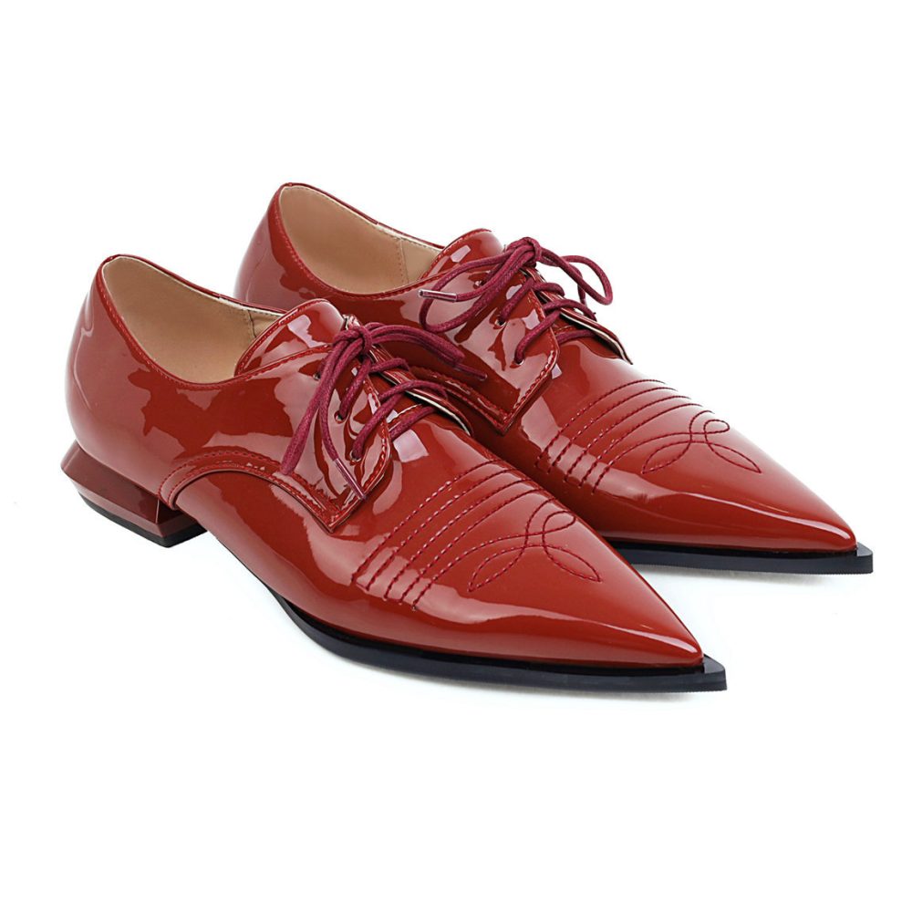 New Foreign Trade Comfortable Low-Heeled Women'S Shoes Fashionable Pointed Toe Front Lace-Up Single Shoe Trend - Image 5