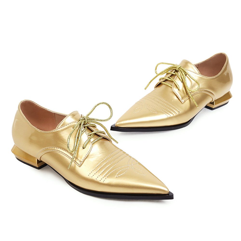 New Foreign Trade Comfortable Low-Heeled Women'S Shoes Fashionable Pointed Toe Front Lace-Up Single Shoe Trend - Image 3