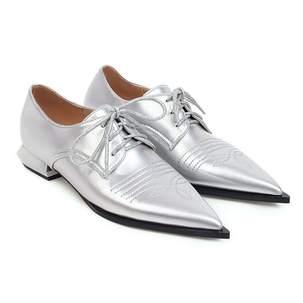New Foreign Trade Comfortable Low-Heeled Women'S Shoes Fashionable Pointed Toe Front Lace-Up Single Shoe Trend - Image 4