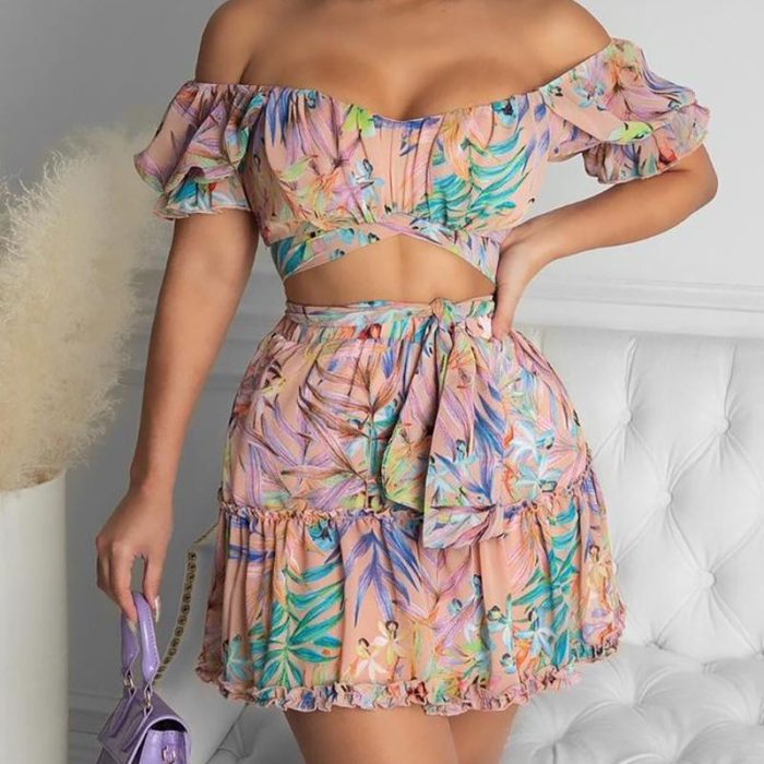 New Women'  Floral Print Dress Floral