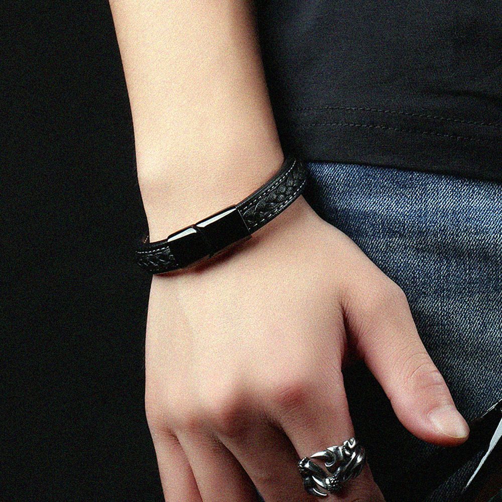 Black titanium steel bracelet - Image 6