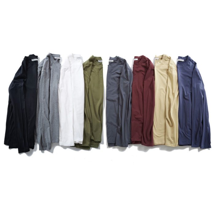 Large Size Men's Long-sleeved Round Neck Solid Color T-shirt