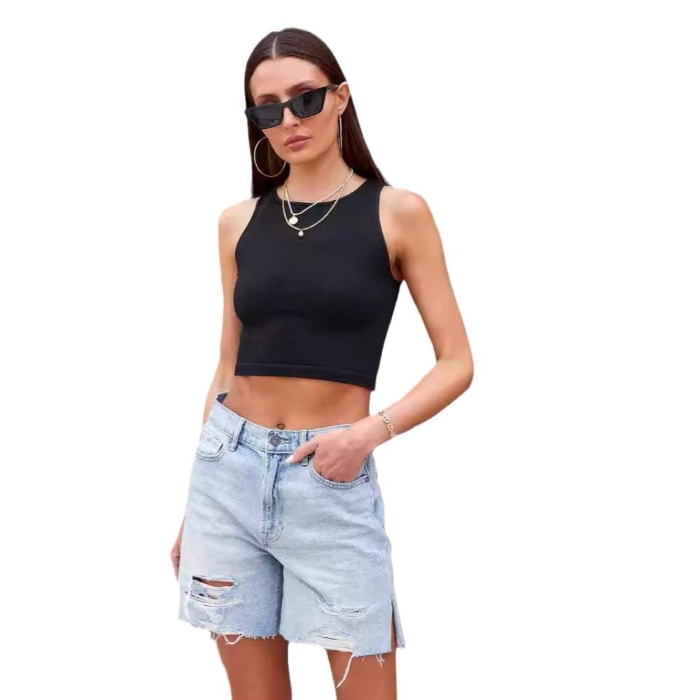 Summer Street Hipster Water Washed Hole Denim Shorts - Image 4