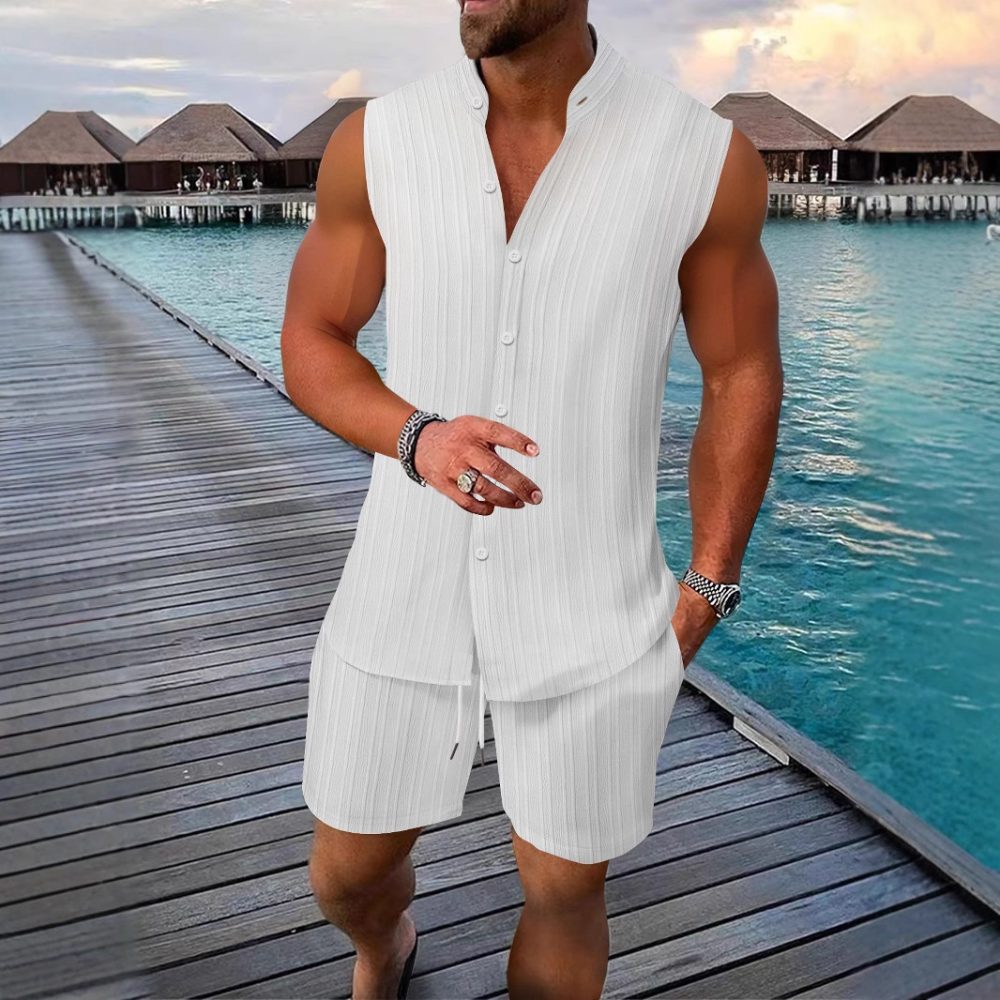 Men's Vest Casual Loose Sleeveless Shorts Suit - Image 2