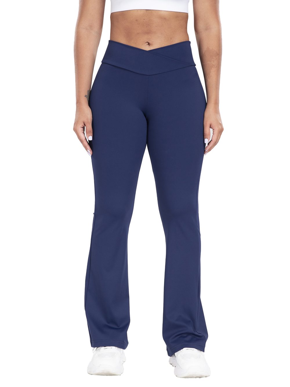Cross Waist Side Pocket Leisure Sports Bell-bottom Pants Slim Fit Yoga Pants Women - Image 3