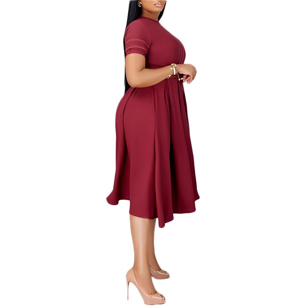 Women's Elegant Stitching Ruffle A- Line Dress - Image 5
