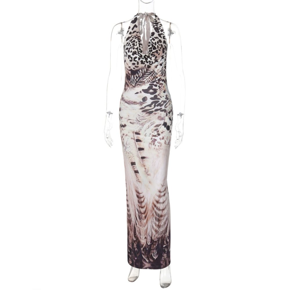 Bare Back Halter Lace-up Sheath Dress - Image 6