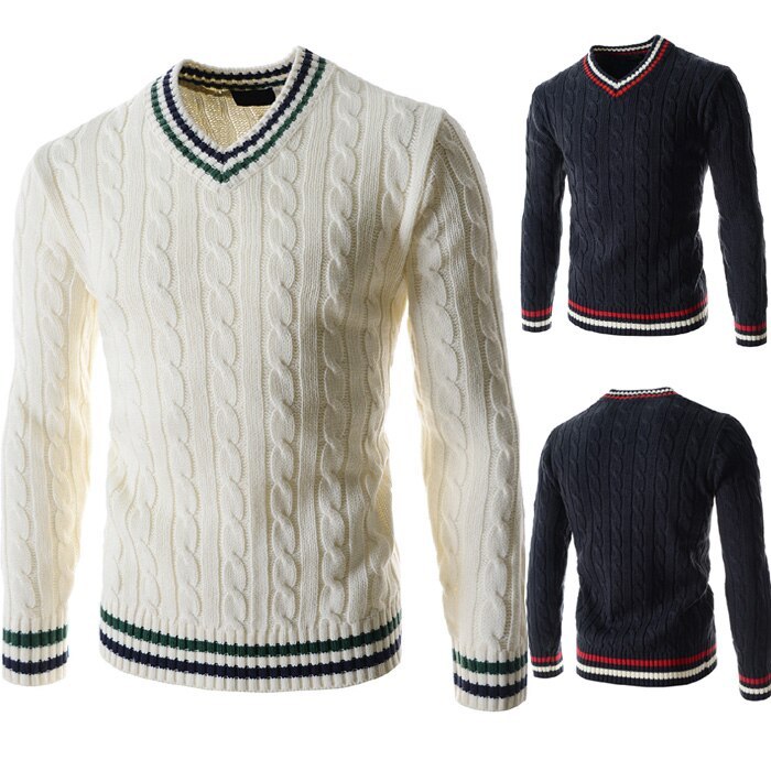 Men's V-neck twisted sweater