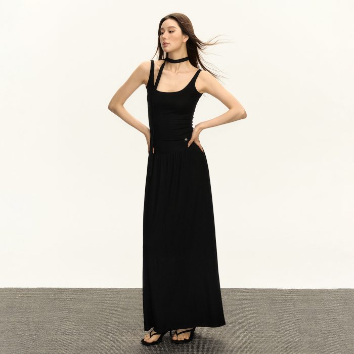 American Retro Design Halter Spaghetti Straps Dress Women