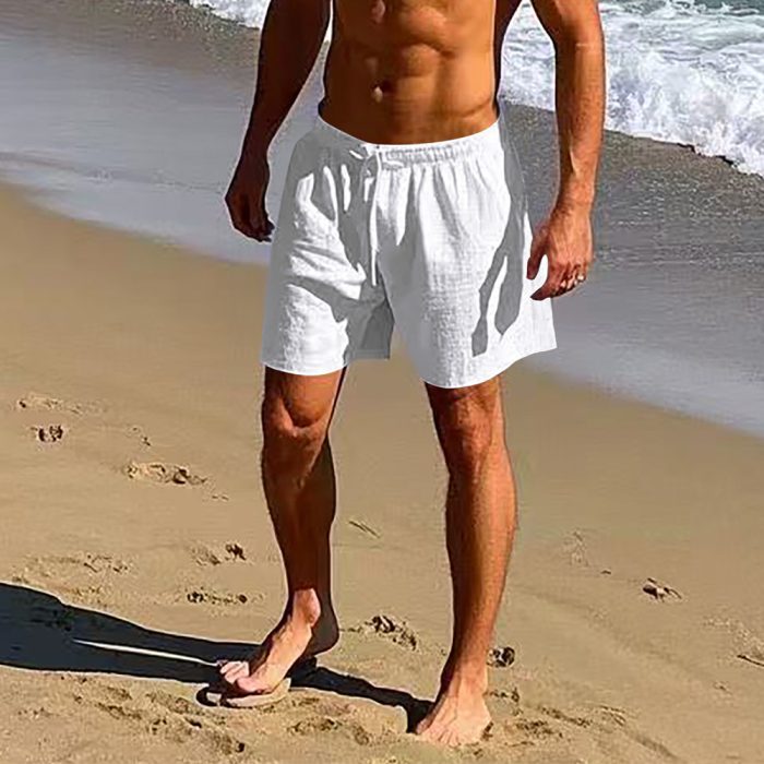 Casual Men's Linen Solid Color Breathable Beach Pants