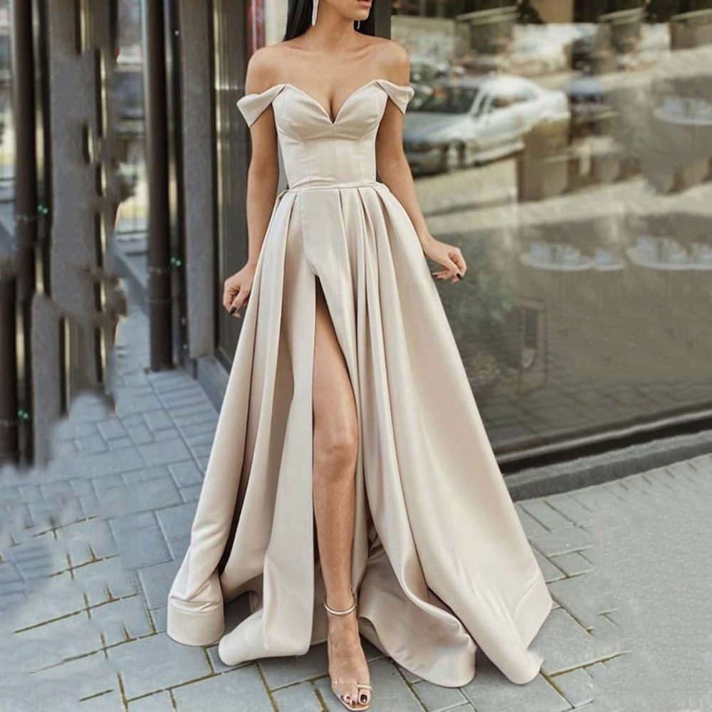 Women's Clothing Multi-color Tube Top V-neck Backless Large Swing Split Sleeveless Dress - Image 6