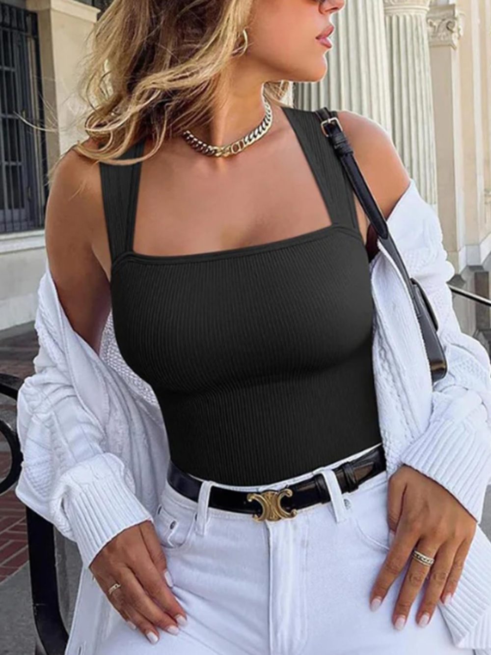 Women's One-piece Set Sleeveless Square Neck Skinny Yoga Bodysuit, Women's Sportswear Clothing - Image 4