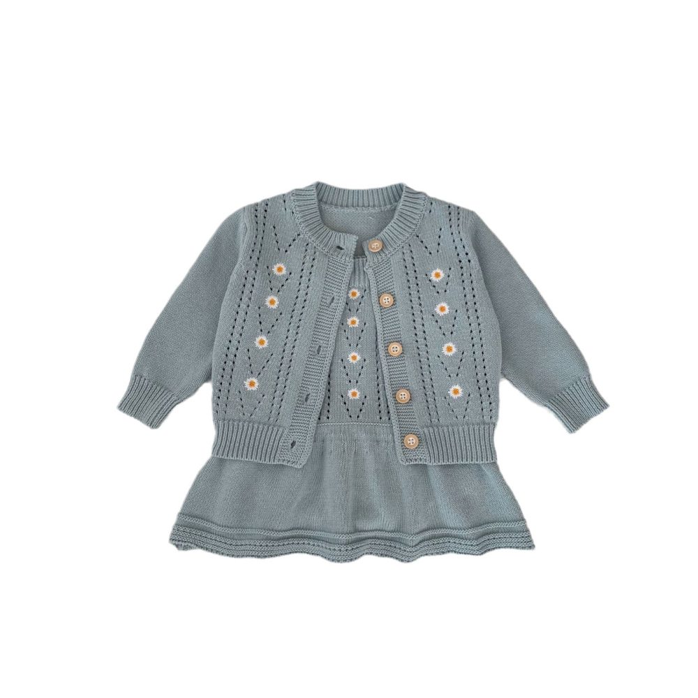 Baby Embroidered Hollow Knitted Coat Knitted Halter Skirt - Image 5