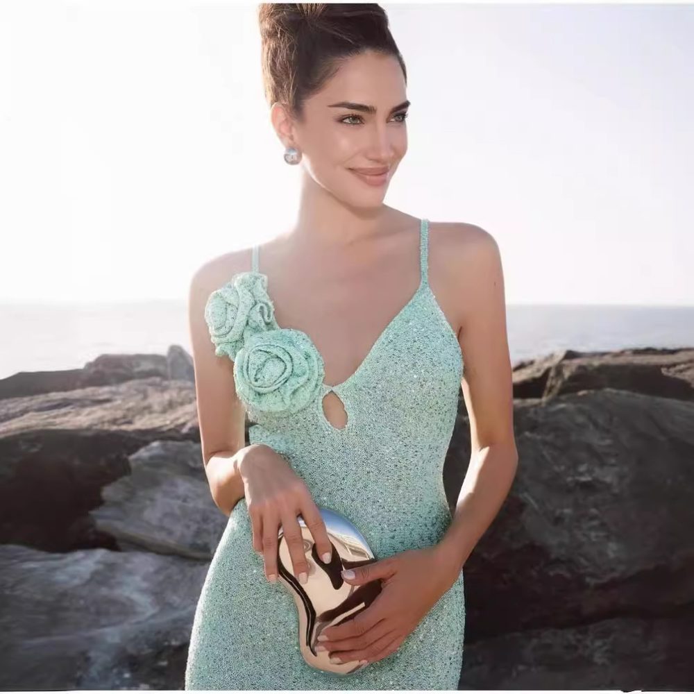 Summer Mint Green Sequin Sling Dress - Image 2