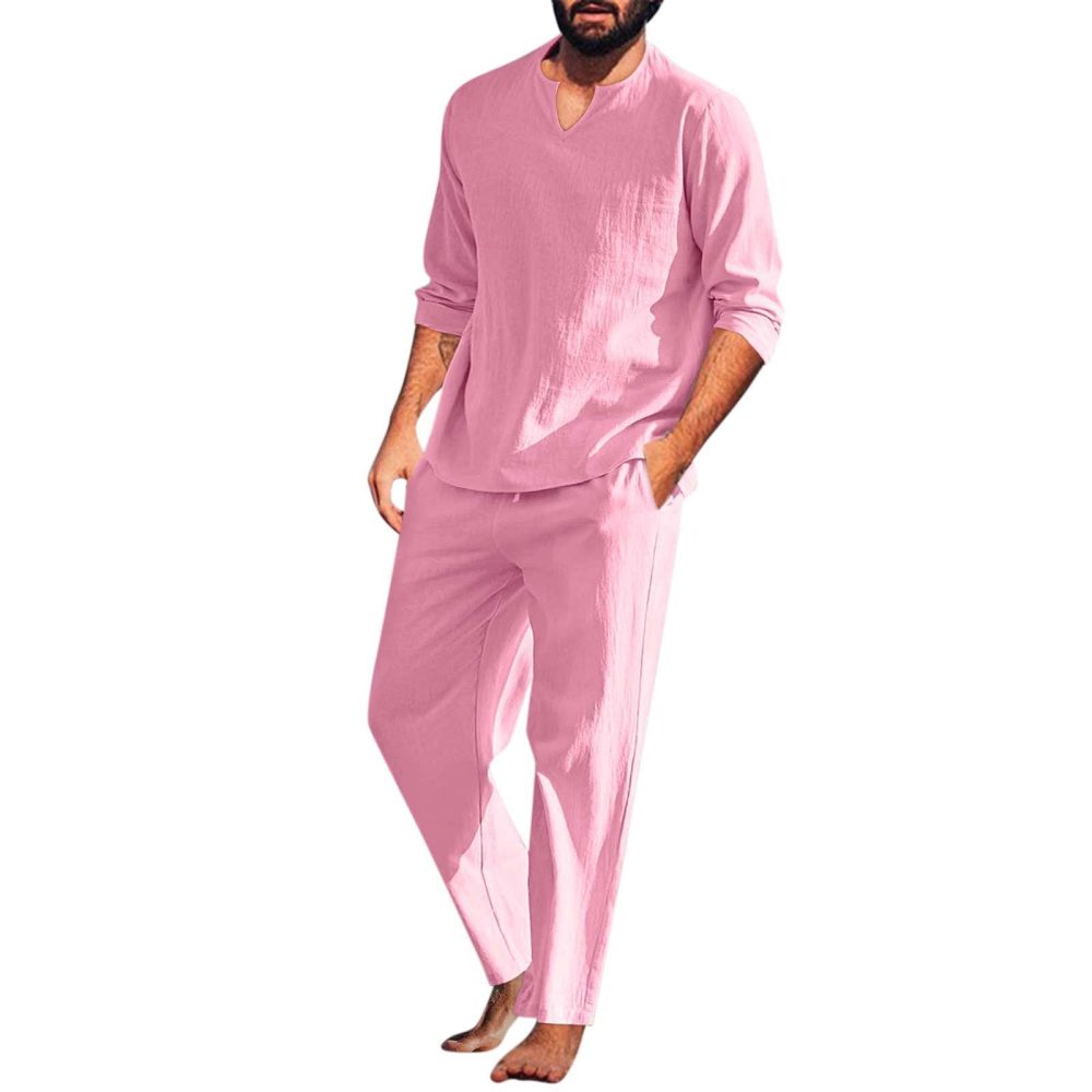 Men's Summer Beach Style Cotton And Linen Suit - Image 8