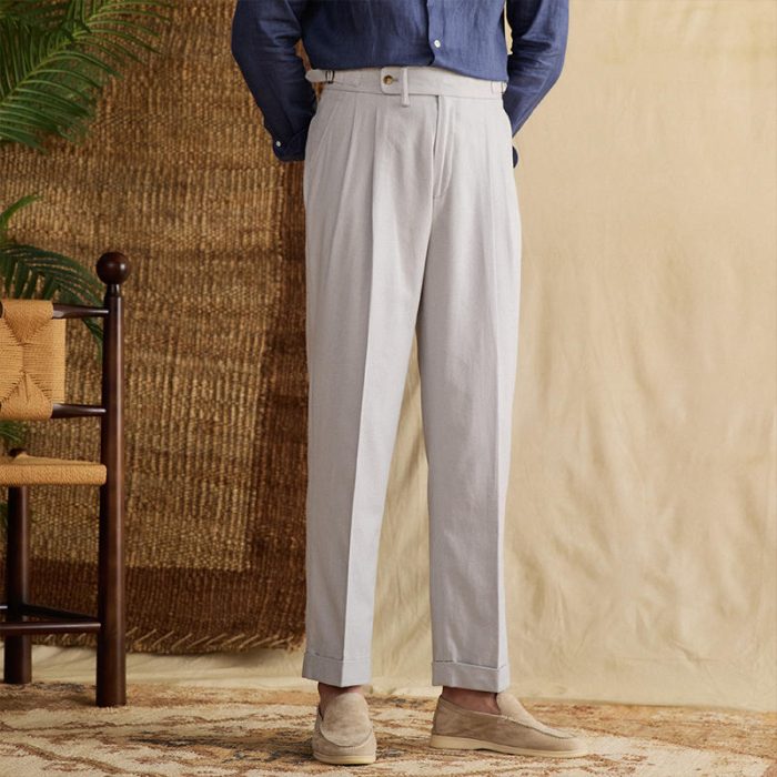 Summer Linen Cotton Blended High Waist Straight Casual Pants